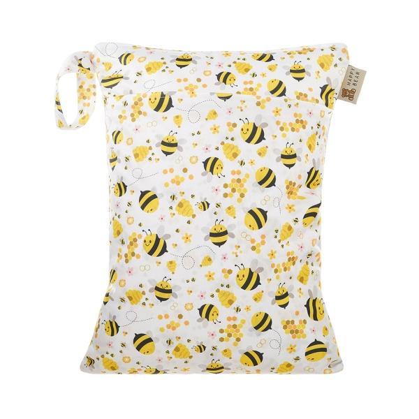 HappyBear Wetbag – Bees | Waterdichte tas voor luiers & zwemspullen
