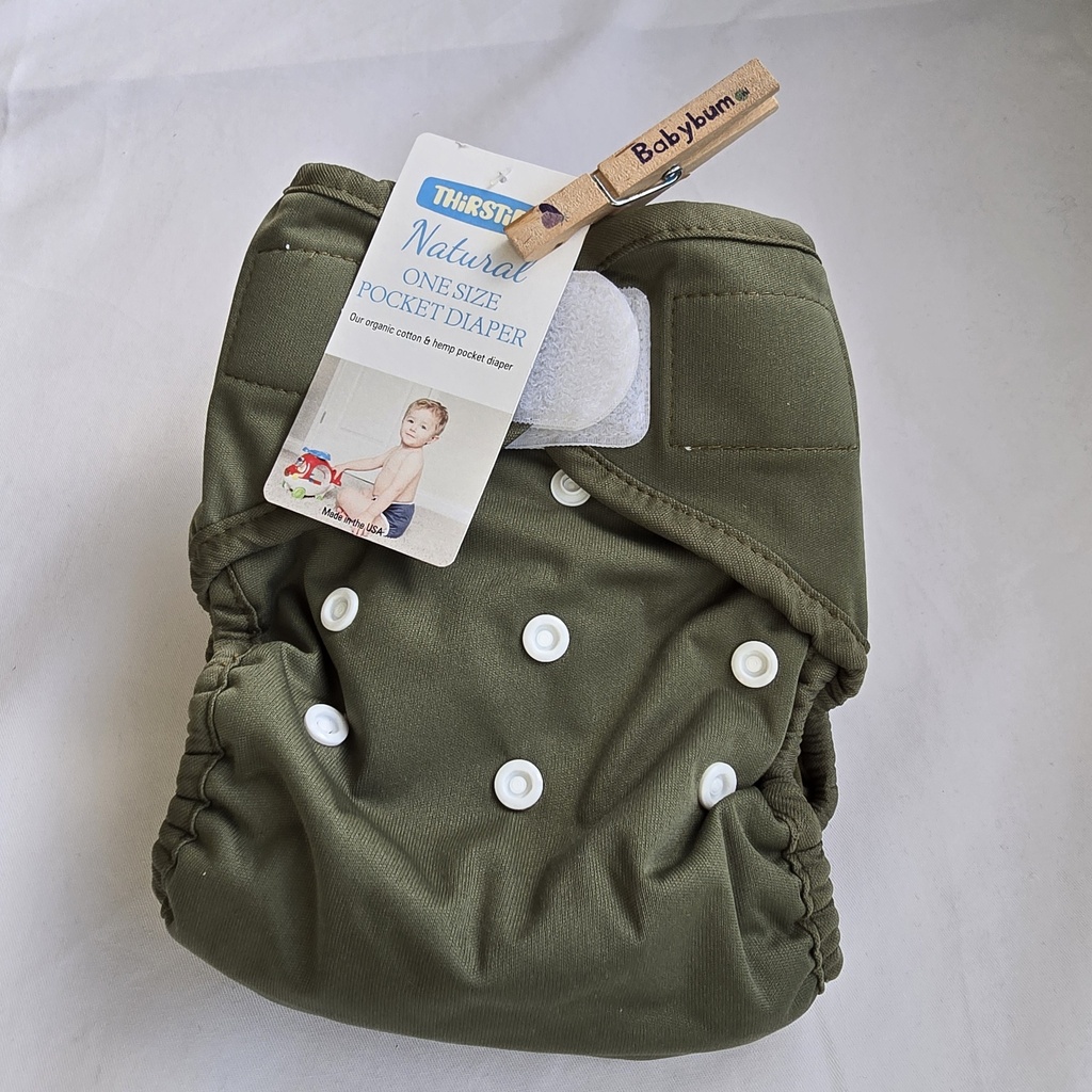 Thirsties Natural One-Size Pocketluier Olive met klittenbandsluiting