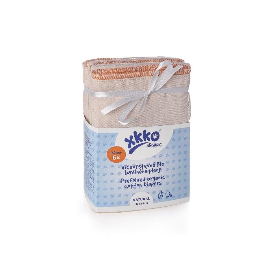 XKKO Biokatoenen Birdseye Prefolds Set van 6- maat Infant