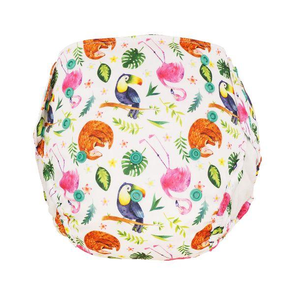 Blümchen XL Overbroekje Flamingo (8–25 kg) – Drukknoopjes