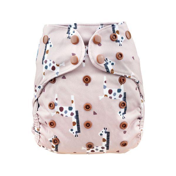 Blümchen Alles-in-Twee luier - ECO Shell Cozy Giraffe - OneSize (4-15 kilo), Drukknoopjes 
