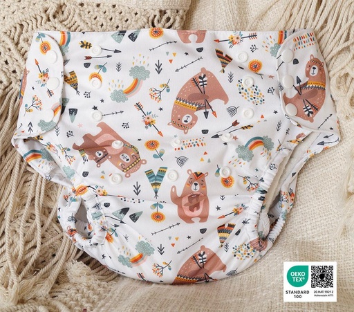 [BB-57057] Blümchen Alles-in-Twee luier - ECO Shell Mama Beer - XL (10-20 kilo), Drukknoopjes