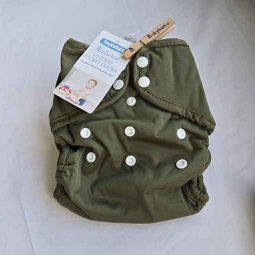 [BA-2026-00029] Thirsties Natural One-Size Pocket Diaper met Drukknopen - Olive