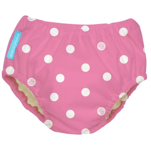 [BB-45732] Charlie Banana 2-in-1 Zwemluier en Oefenbroekje- Big Polka Dots on Baby Pink Maat M