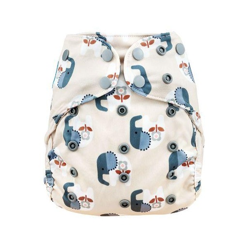 [BB-63928] Blümchen Alles-in-Twee luier - ECO Shell Cozy Elephant - OneSize (4-15 kilo)| Drukknoopjes