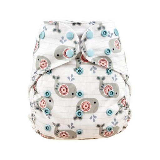 [BB-63923] Blümchen Alles-in-Twee luier - ECO Shell Cozy Whale - OneSize (4-15 kilo)| Drukknoopjes