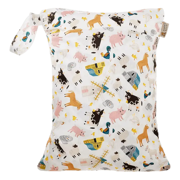 HappyBear Wetbag – Farm Animals | Waterdichte tas voor luiers & zwemspullen 