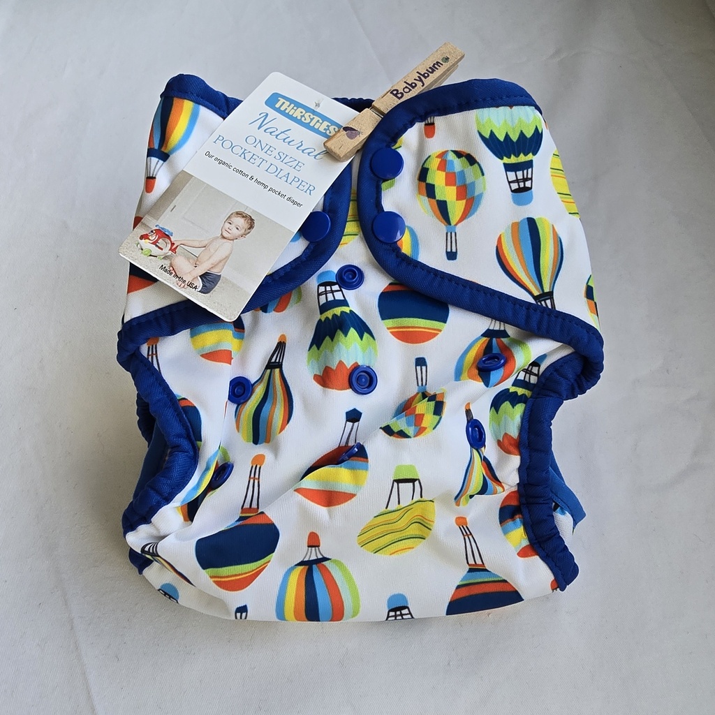 Thirsties Natural One-Size Pocketluier Up and Away met drukknoopsluiting