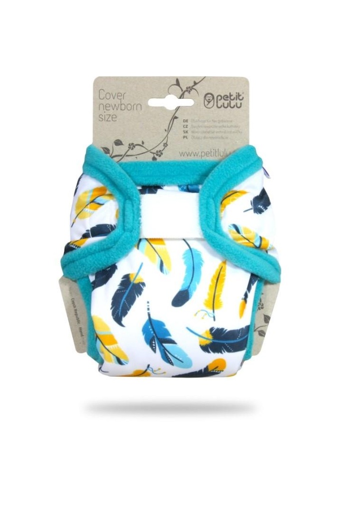 Petit Lulu Newborn Cover – Turquoise Feathers – zacht, lekvrij en lief voor de huid | voor ca. 2–6 kg 