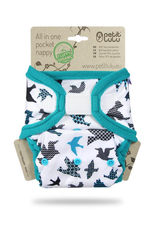 Petit Lulu Pocketluier Turquoise Birds klittenband
