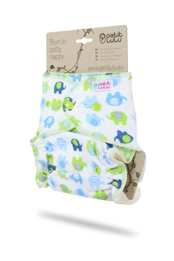 Petit Lulu Maxi Night Nappy Olifantjes blauw groen (Elephants)