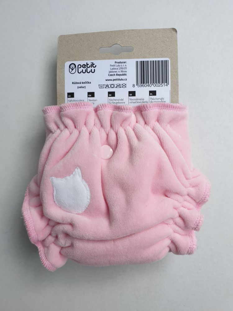 Petit Lulu Roze velours met kat- Newborn