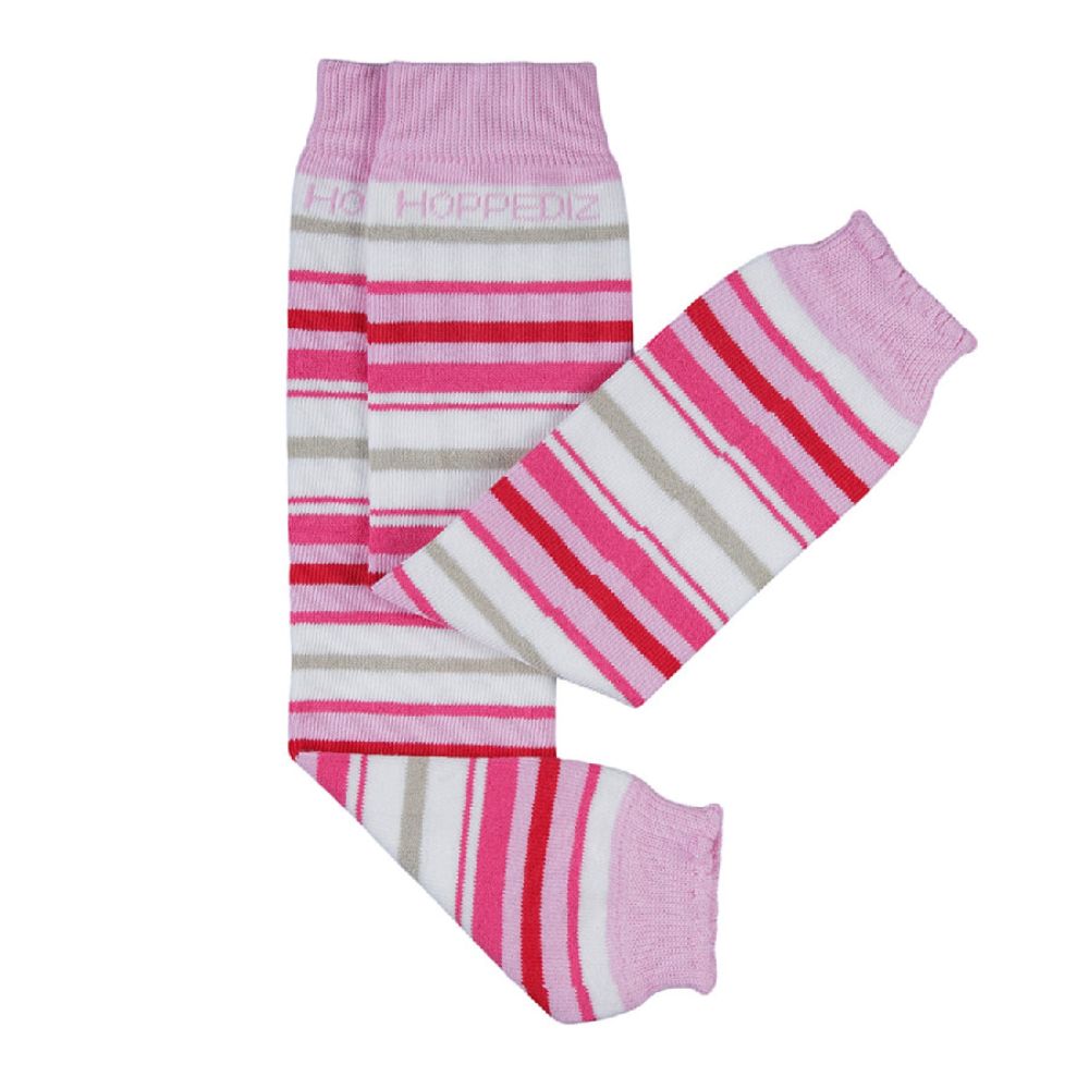 Hoppediz Beenwarmers Wit en Roze Strepen