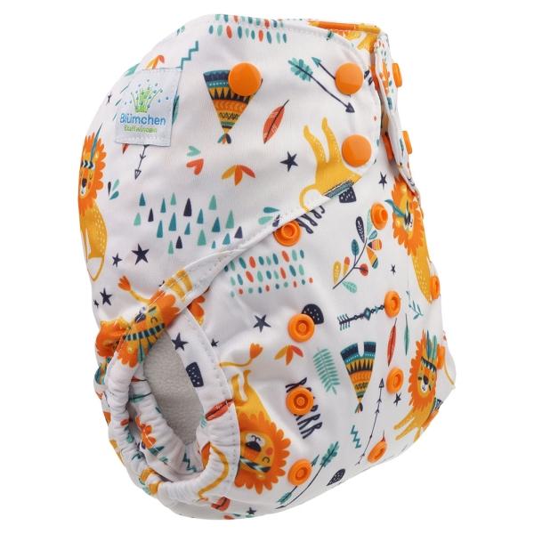 Blümchen Alles-in-Twee luier - ECO Shell Slaperige Leeuw - OneSize (4-15 kilo)| Drukknoopjes
