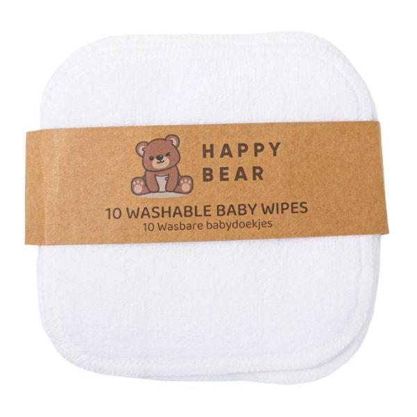 HappyBear Babydoekjes - Set van 10 - Wit 100% katoen