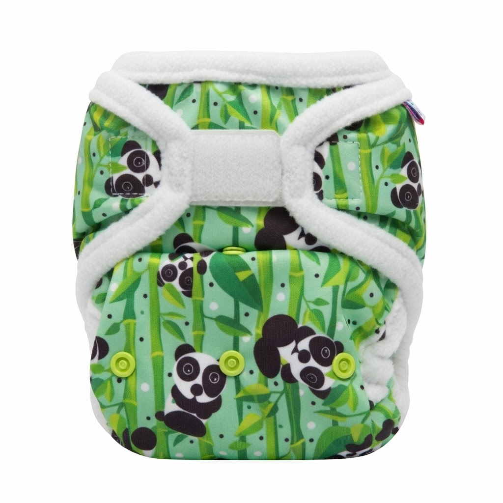 Petit Lulu Prefold Cover OneSize- Panda Bears Klittenband