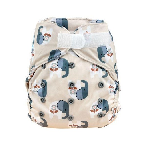 [BB-63927] Blümchen Alles-in-Twee luier - ECO Shell Cozy Elephant - OneSize (4-15 kilo), Klittenband 