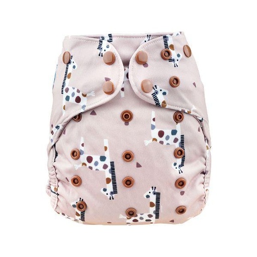 [BB-63936] Blümchen Alles-in-Twee luier - ECO Shell Cozy Giraffe - OneSize (4-15 kilo), Drukknoopjes 