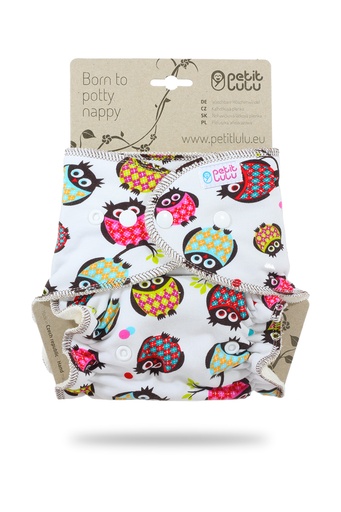 [BA-2026-00441] Petit Lulu Voorgevormde luier OneSize – Uilen Groot – Drukknoopjes