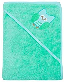 [BB-44660] Hooded Towel, Turquoise Owl bamboo/organic cotton