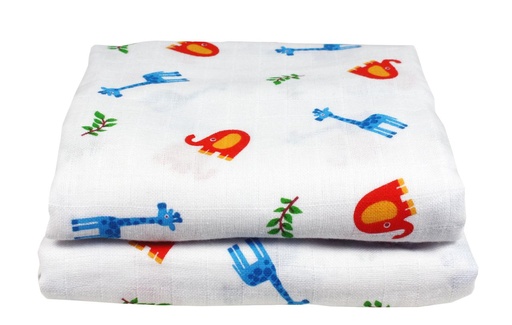 [BB-44662] Vimse Hydrofiele luiers met dierenprint 120x120cm, 2 stuks