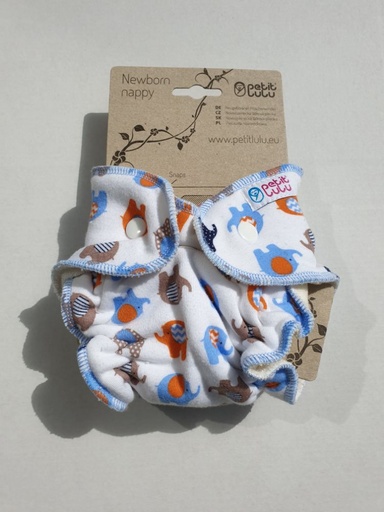 [BB-45017] Petit Lulu Olifantjes Blauw Oranje (Elephants Blue Orange)- Newborn