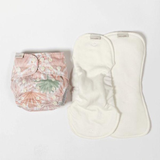 [BB-57784] Bare and Boho Wild One Pastel Fronds - OneSize Soft Cover bamboe SIO compleet