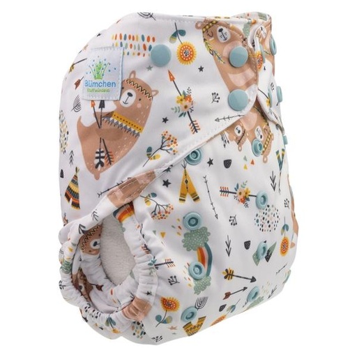 [BB-46152] Blümchen Overbroekje Mama Bear OneSize (4–15 kg) – Drukknoopjes