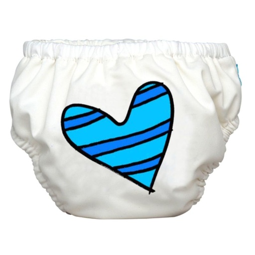 [BB-45745] Charlie Banana 2-in-1 Zwemluier en Oefenbroekje- Blue Petit Coeur on Hot Pink - Maat M (7-9 kilo)